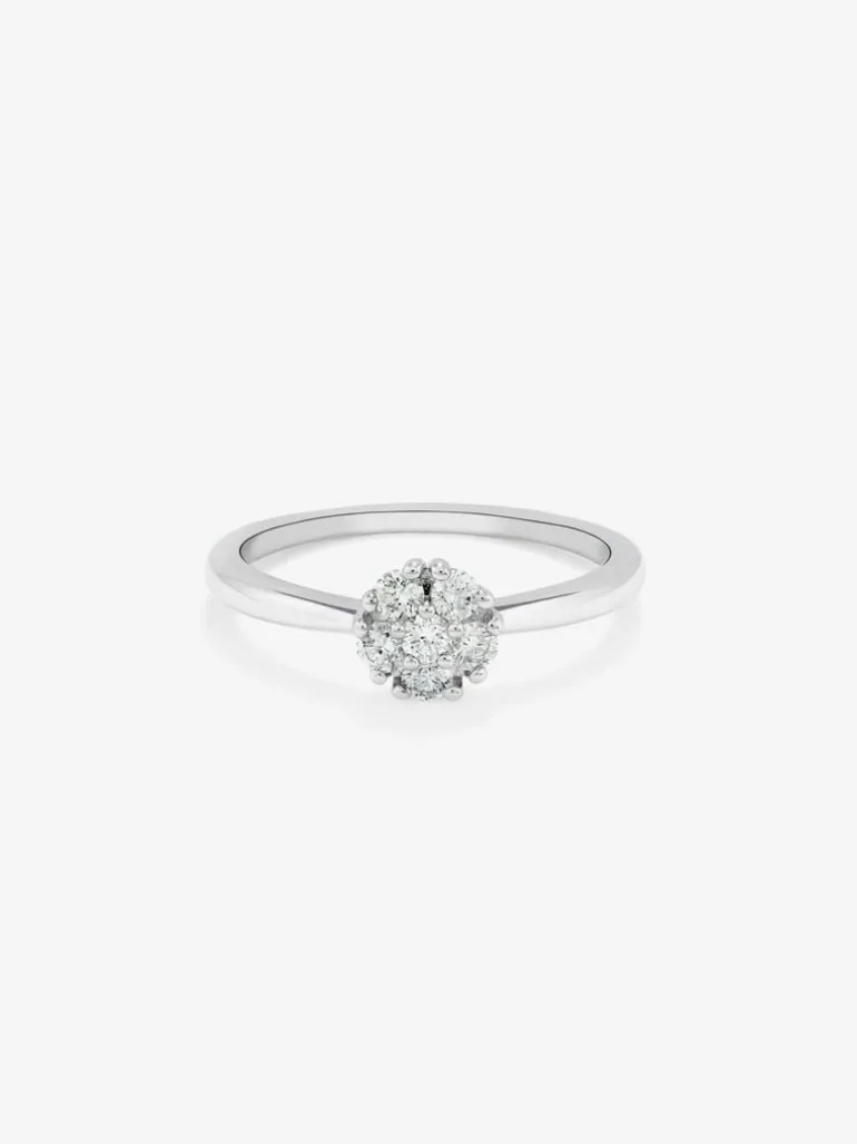 Anillo de oro blanco de 18K de diamantes en pavé