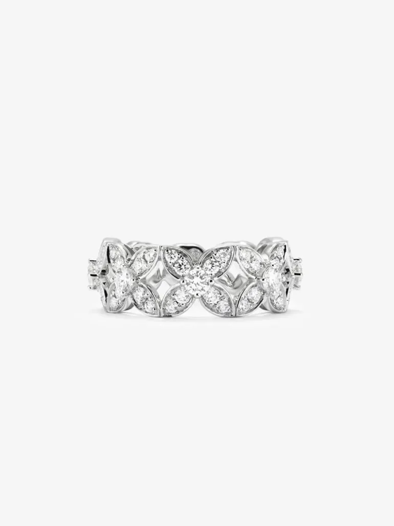Anillo de oro blanco de 18K con 45 diamantes en talla brillante con un total de 1,05 cts
