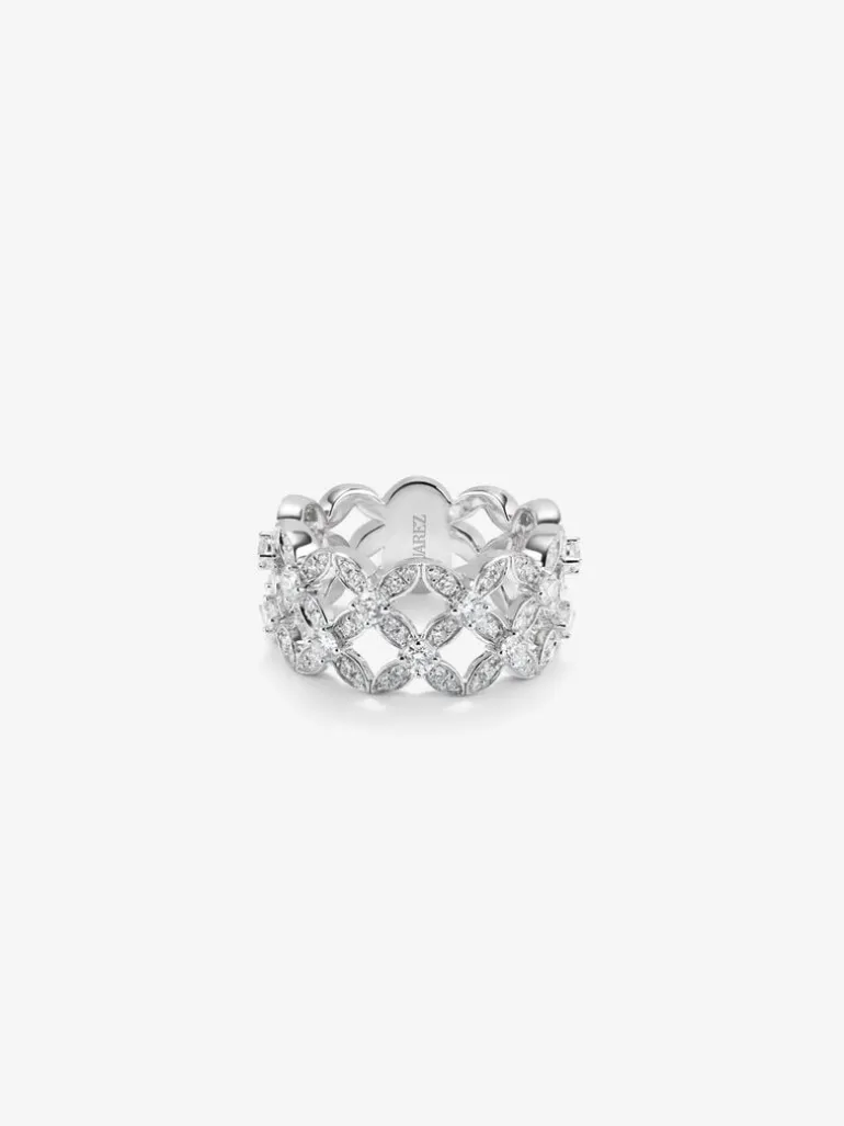 Anillo de oro blanco de 18K con 97 diamantes en talla brillante con un total de 1,14 cts