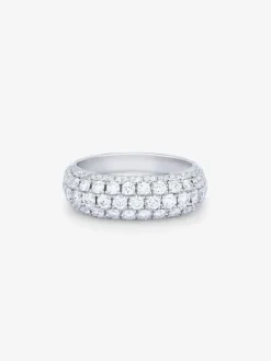 Anillo de oro blanco de 18K con pavé de diamantes blancos en talla brillante de 1,6 cts