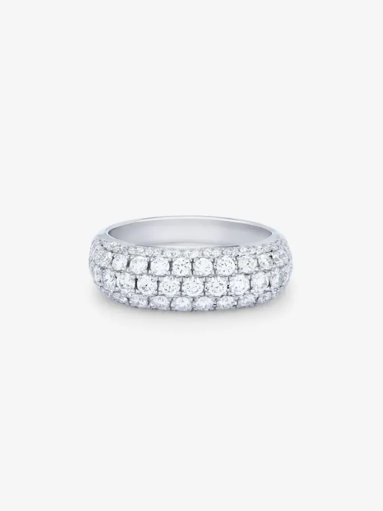 Anillo de oro blanco de 18K con pavé de diamantes blancos en talla brillante de 1,6 cts
