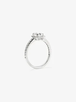 Anillo de oro blanco de 18K con diamantes blancos en talla oval de 1,01 cts y brillante de 0,35 cts