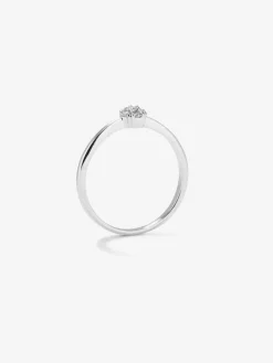 Anillo de oro blanco de 18K con roseta de 15 diamantes en talla brillante con un total de 0,09 cts