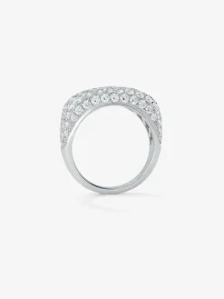 Anillo de oro blanco de 18K con pavé de diamantes blancos en talla brillante de 1,6 cts