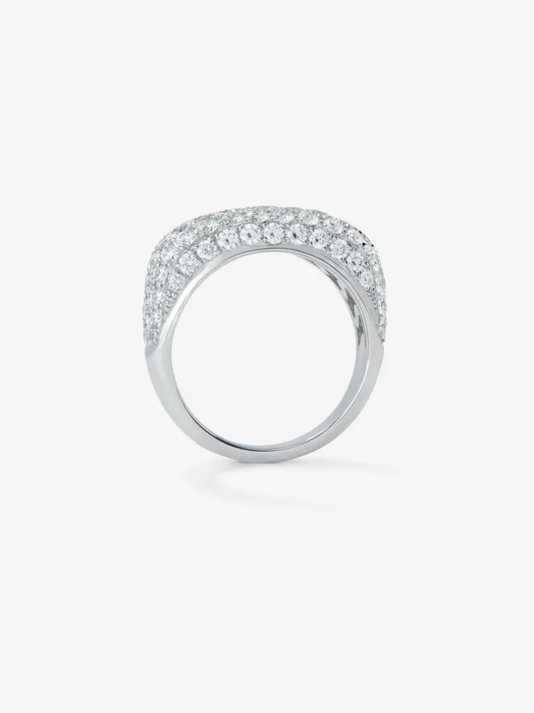 Anillo de oro blanco de 18K con pavé de diamantes blancos en talla brillante de 1,6 cts