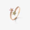 Anillo de oro rosa de 18K con 12 zafiros multicolor en talla brillante con un total de 0,26 cts y 22 diamantes en talla brillante con un total de 0,1 cts