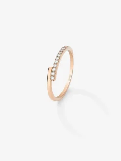 Anillo de oro rosa de 18K con 11 diamantes en talla brillante con un total de 0,1 cts