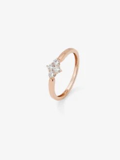 Anillo de oro rosa de 18K con 4 diamantes en talla brillante con un total de 0,25 cts