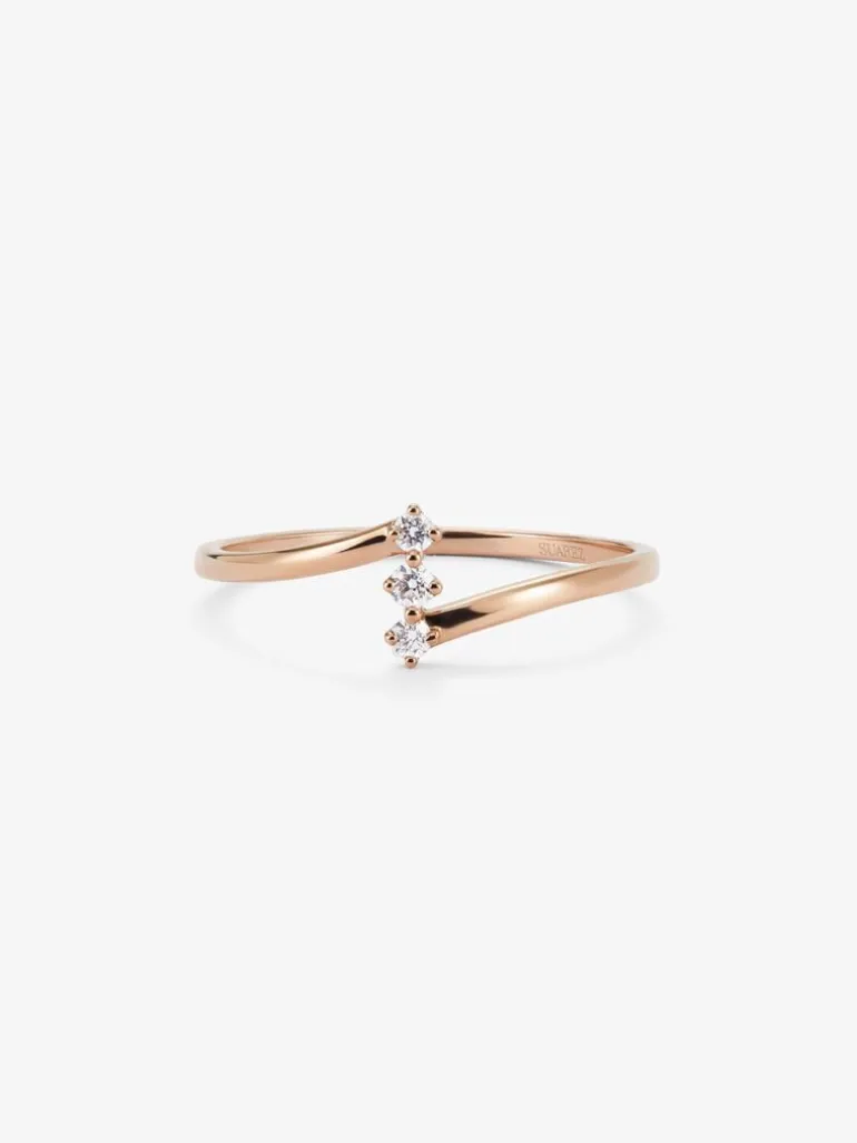 Anillo de oro rosa de 18K con diamantes