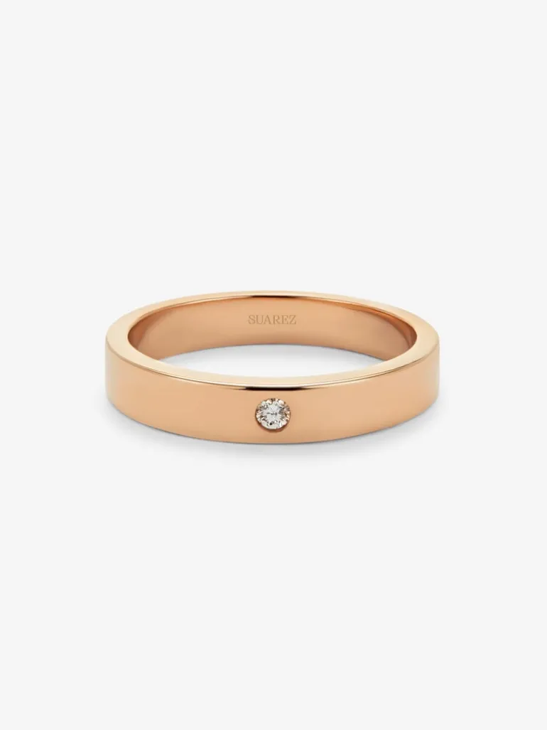 Anillo de oro rosa de 18K con diamante en talla brillante con un total de 0,03 cts