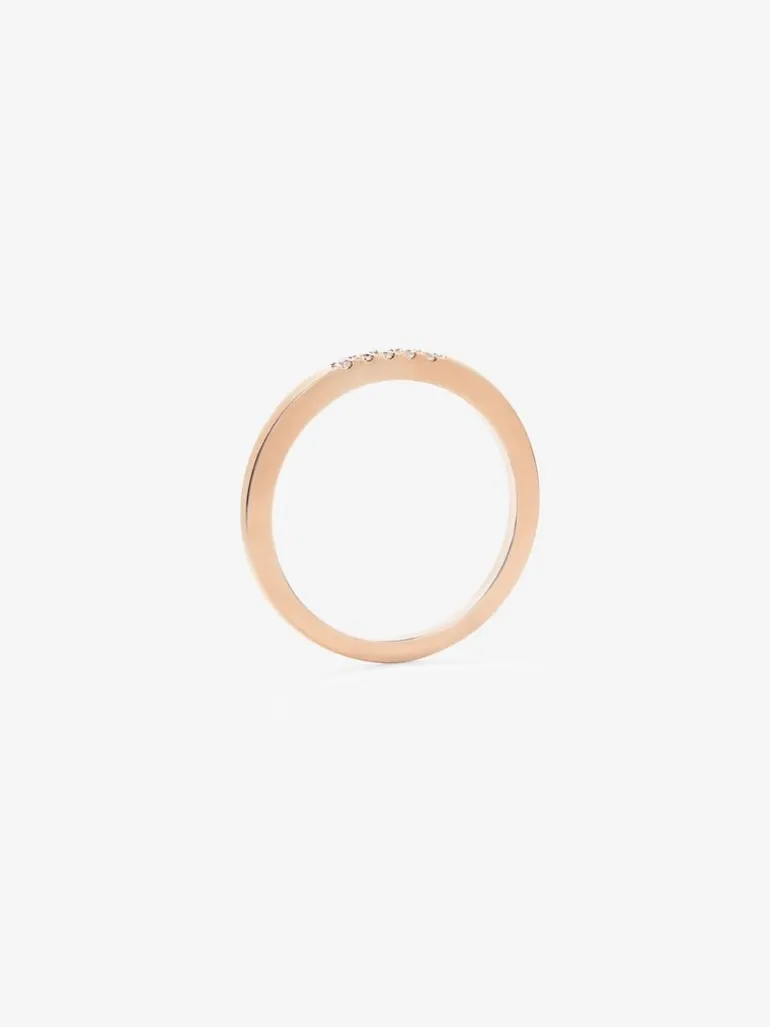 Anillo de oro rosa de 18K con 5 diamantes en talla brillante con un total de 0,05 cts