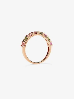 Anillo de oro rosa de 18K con 8 turmalinas multicolor en talla brillante