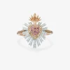 Anillo de oro rosa y blanco de 18K con 9 zafiros rosas en talla brillante con un total de 0,1 cts, 46 diamantes en talla brillante con un total de 0,17 cts y  40 diamantes marrones en talla brillante con un total de 0,17 cts