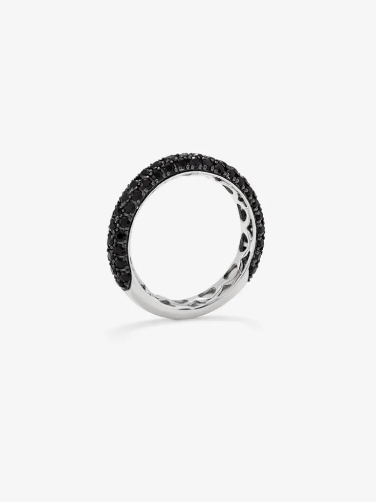 Anillo de plata 925 con 67 espinelas negras en talla brillante