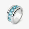 Anillo de plata 925 con pavé de topacios azul swiss en talla brillante