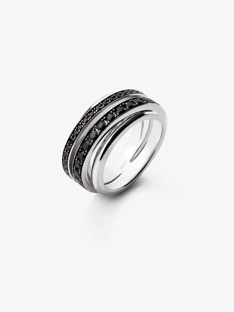 Anillo de plata 925 con pavé de espinelas negras