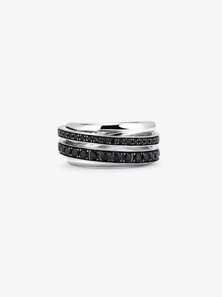 Anillo de plata 925 con pavé de espinelas negras