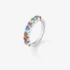 Anillo de plata 925 con peridotos, amatistas moradas, cuarzos citrinos y topacios azul swiss en talla brillante
