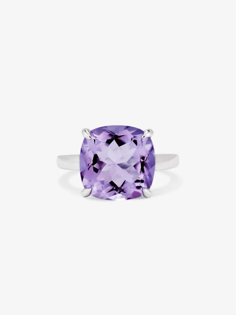Anillo de plata con amatista morada