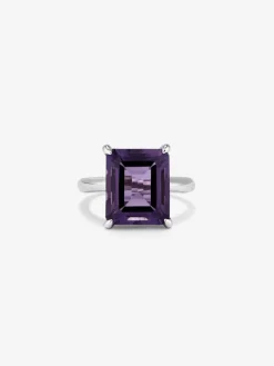 Anillo de plata con piedra amatista morada