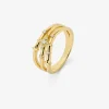 Anillo multibrazo de oro amarillo de 18K con 9 diamantes en talla brillante con un total de 0,08 cts