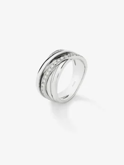 Anillo multibrazo de oro blanco de 18K con 30 diamantes en talla brillante con un total de 0,45 cts