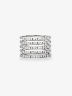 Anillo multibrazo de oro blanco de 18K con 80 diamantes en talla brillante con un total de 0,8 cts