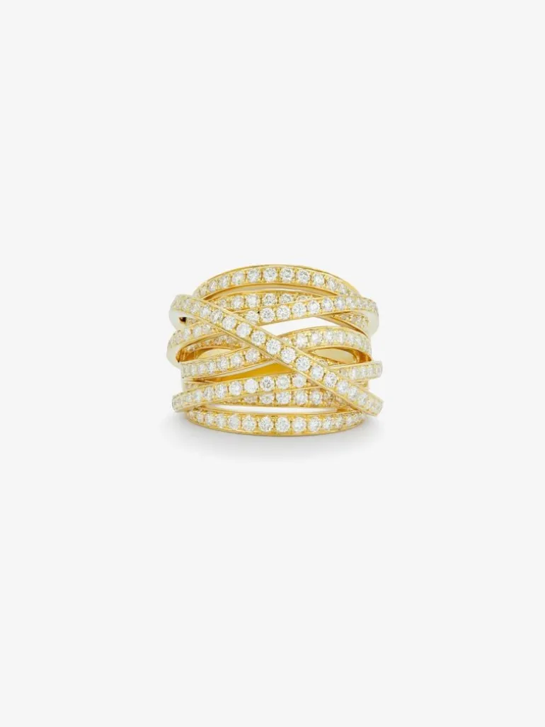 Anillo multibrazo de oro amarillo de 18K con 185 diamantes en talla brillante con un total de 2,62 cts
