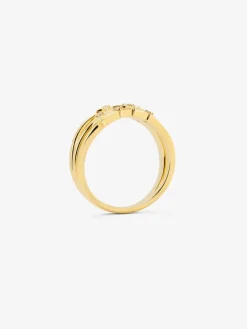 Anillo multibrazo de oro amarillo de 18K con 9 diamantes en talla brillante con un total de 0,08 cts