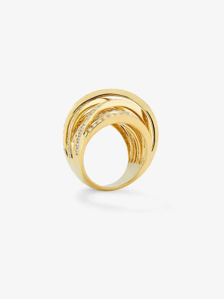 Anillo multibrazo de oro amarillo de 18K con 185 diamantes en talla brillante con un total de 2,62 cts