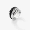 Anillo multibrazo de plata 925 con espinelas negras en talla brillante