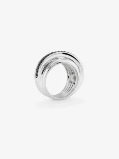 Anillo multibrazo de plata con 57 espinelas negras en talla brillante con un total de 0,71 cts