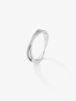 Anillo soble de oro blanco de 18K de diamantes