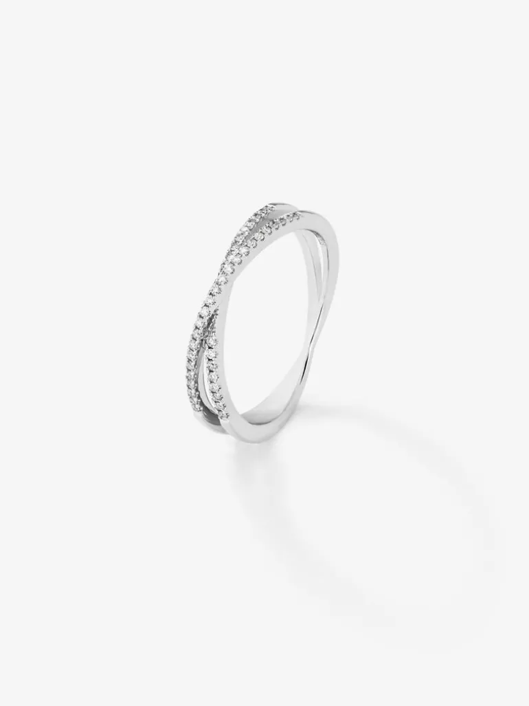 Anillo soble de oro blanco de 18K de diamantes