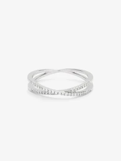 Anillo soble de oro blanco de 18K de diamantes