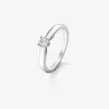 Anillo solitario de compromiso de oro blanco de 18K con diamante