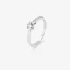 Anillo solitario de compromiso de oro blanco de 18K con diamante central de 0,25 quilates