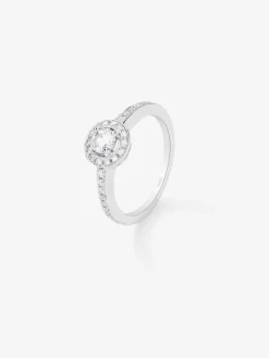 Anillo solitario de compromiso de oro blanco de 18kt con diamante central de 0,30cts