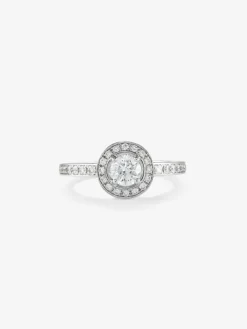 Anillo solitario de compromiso de oro blanco de 18K con diamantes