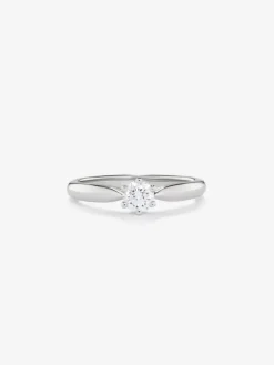 Anillo solitario de compromiso de oro blanco de 18K con diamante central de 0,25 quilates