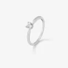 Anillo solitario de oro blanco de 18K con diamante en talla brillante de 0,09 cts