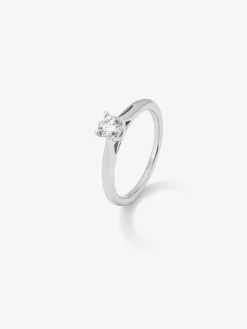 Anillo solitario de oro blanco de 18K con diamante en talla brillante de 0,15 cts