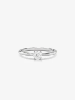 Anillo solitario de oro blanco de 18K con diamante en talla brillante de 0,09 cts