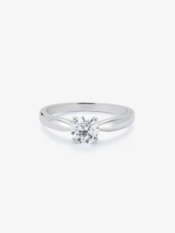 Anillo solitario de oro blanco de 18K con diamante en talla brillante de 0,7 cts