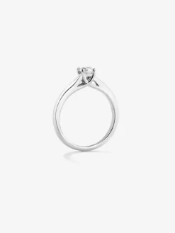 Anillo solitario de oro blanco de 18K con diamante en talla brillante de 0,2 cts