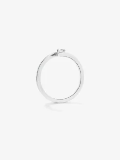 Anillo solitario de oro blanco de 18K con diamante en talla brillante de 0,1 cts