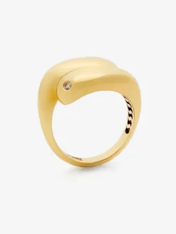 Anillo tú y yo de oro amarillo de 18K con diamante en talla brillante de 0,02 cts