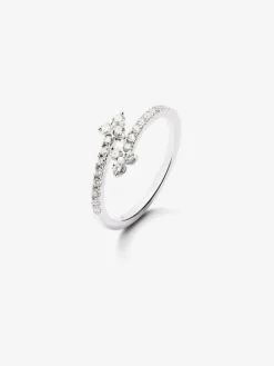 Anillo tú y yo de oro blanco de 18K con 22 diamantes en talla brillante con un total de 0,17 cts