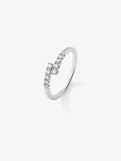 Anillo tú y yo de oro blanco de 18K con 10 diamantes en talla brillante con un total de 0,2 cts