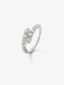 Anillo tú y yo de oro blanco de 18K con diamantes blancos en talla brillante de 1,15 cts